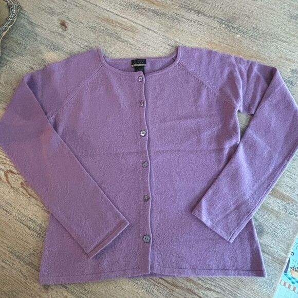 Sigrid Olsen  lavender silk/cashmere cardigan w/different shape buttons sz small - Picture 1 of 5